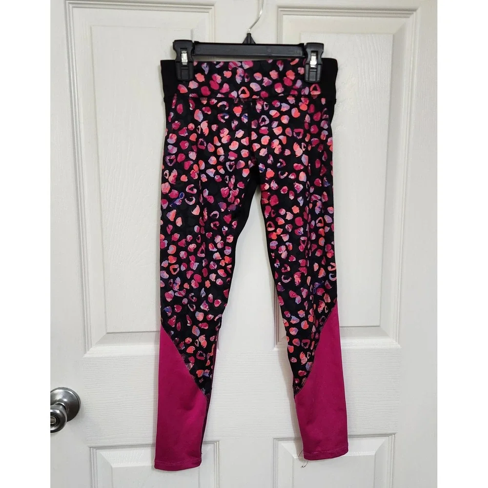 Old Navy Active Go-Dry Pink Leopard Print Colorblock Leggings Girls Medium 8